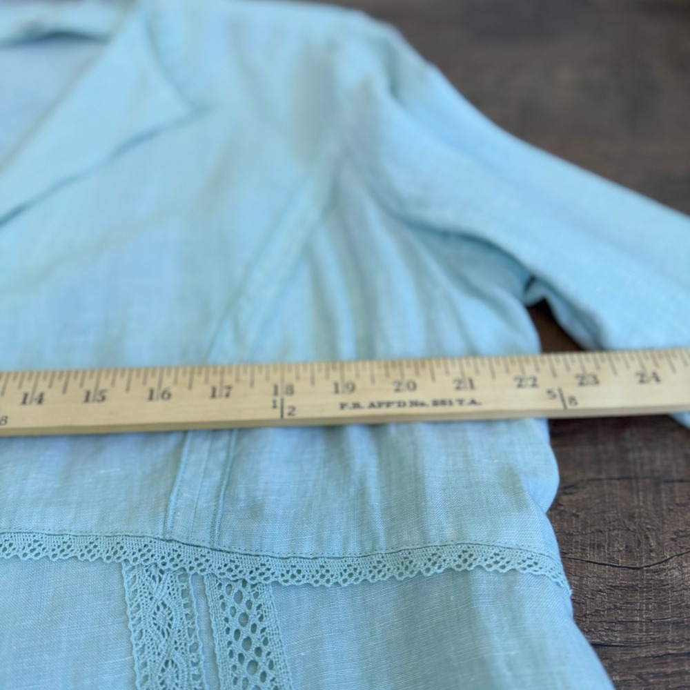 J. Jill Linen Crochet Trim Jacket Womens XL Seafoam Green - Picture 9 of 14